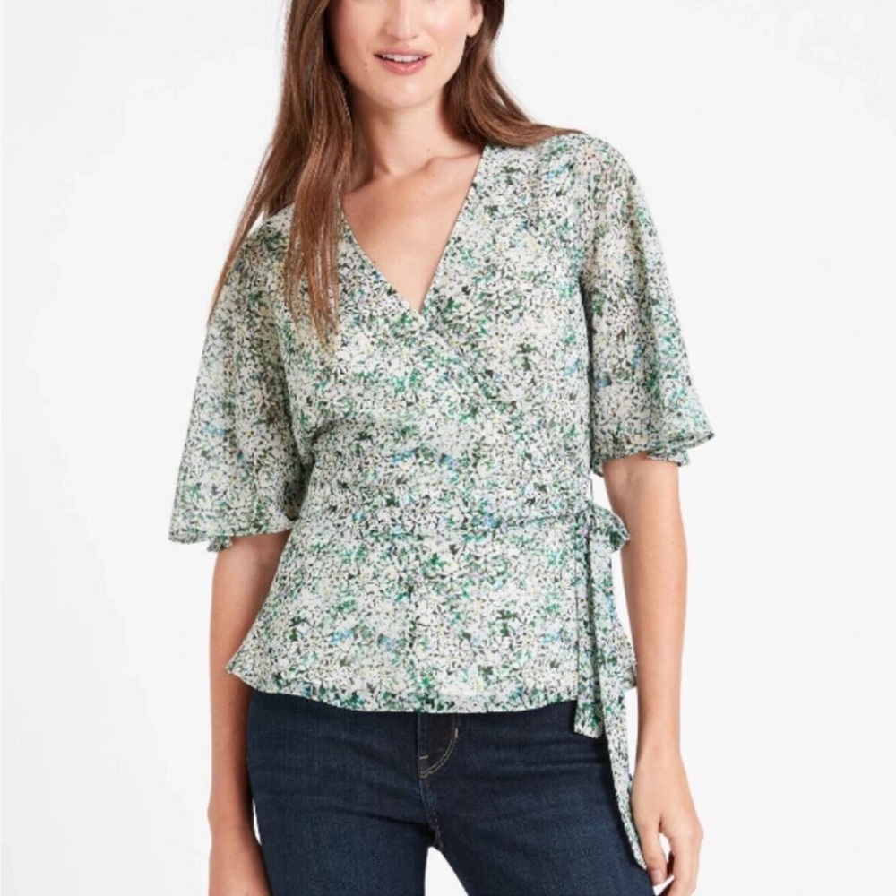 banana republic wrap kimono blouse S
